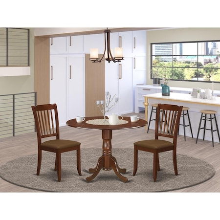 East West Furniture 3 Piece Dublin Dinette Set - Mahogany DLDA3-MAH-C